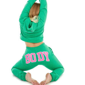 Body by Raven Tracy Backshot Sweatpants Jogger Pants Only Green Pink Size Small